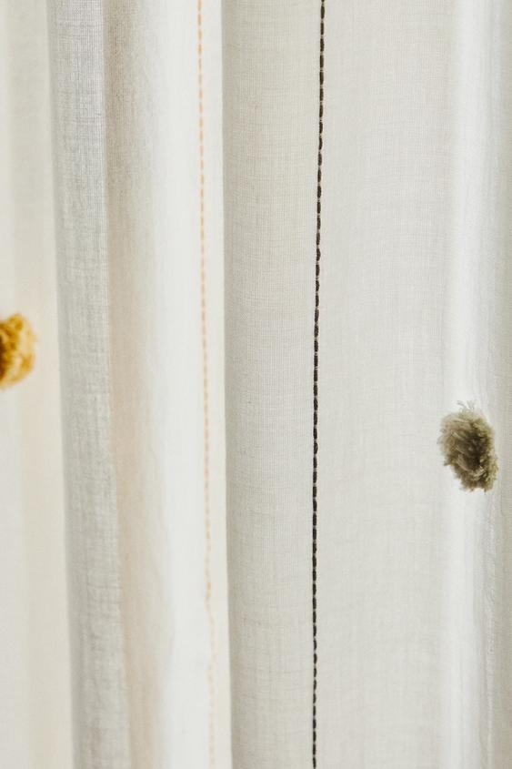RIDEAU À POMPONS OPACITÉ FAIBLE - Écru de Zara - Image 5