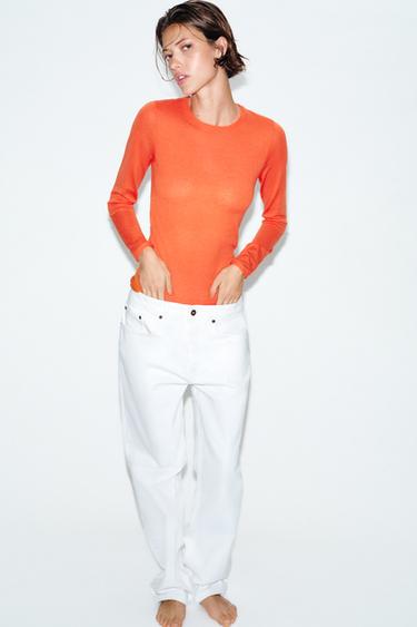 ТОНКИЙ СВИТЕР ИЗ СМЕСОВОЙ ШЕРСТИ — ОРАНЖЕВЫЙ от Zara