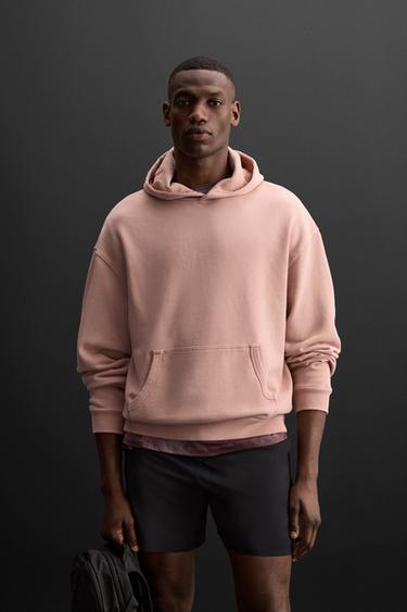 ÁO NỈ CÓ MŨ TRÙM ĐẦU THÊU - Màu hồng từ Zara