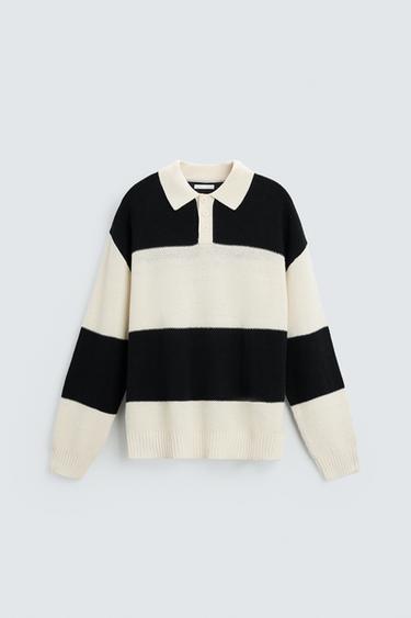 POLO DE TRICÔ DE LINHO - ALGODÃO - listrado da Zara