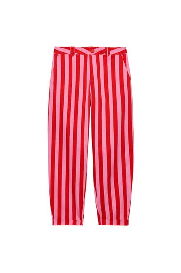 STRIPED CHINOS - Pink by Zara