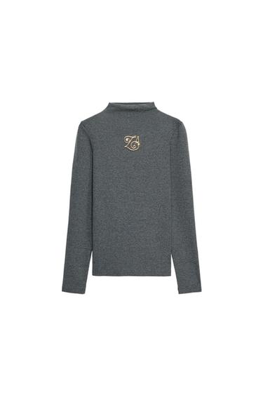 CAMISETA BROCHE CUELLO PERKINS - Gris oscuro de Zara