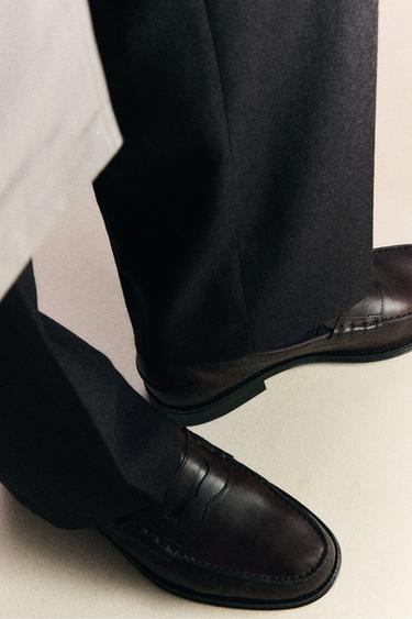 LEREN MOCASSINS MET WREEFBAND - Bruin van Zara