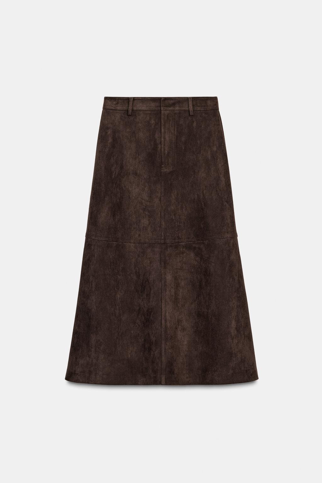 FAUX SUEDE MIDI SKIRT