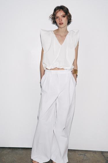 TOP BOUFFANT EN POPELINE ZW COLLECTION - Blanc de Zara - Image 5