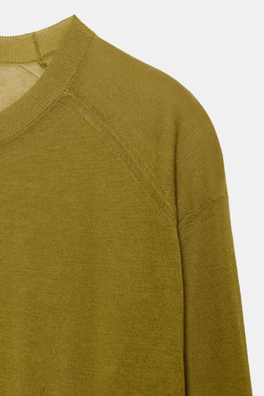PULL EN MAILLE AVEC COUTURES AUX ÉPAULES - Vert olive de Zara - Image 5
