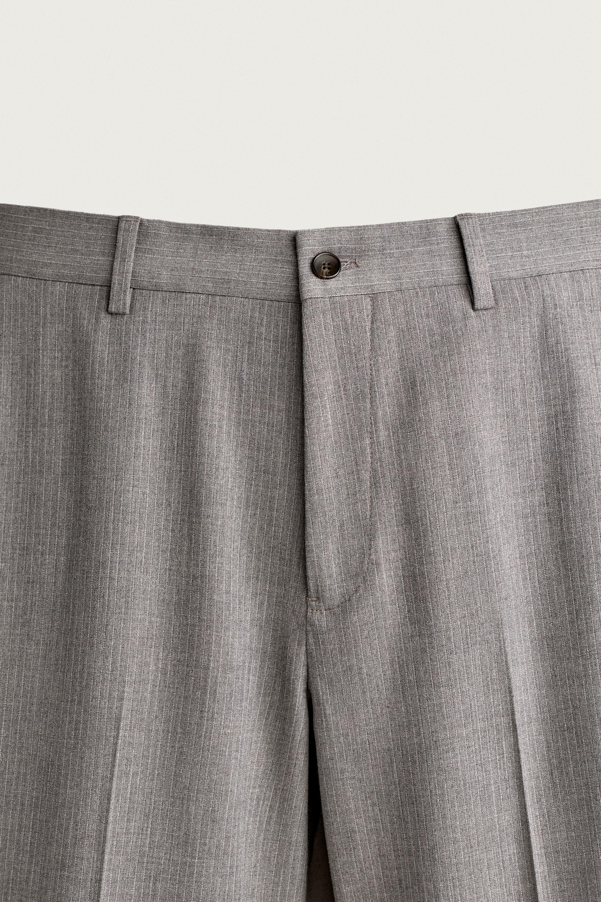 Мужские брюки Zara STRIPED REGULAR FIT SUIT PANTS — фото 7