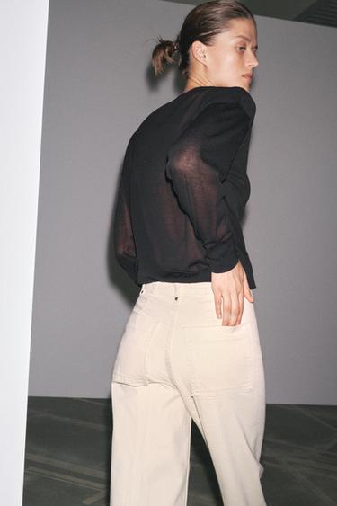 JEAN COUPE LARGE ET TAILLE HAUTE COLLECTION ZW - Écru de Zara - Image 3