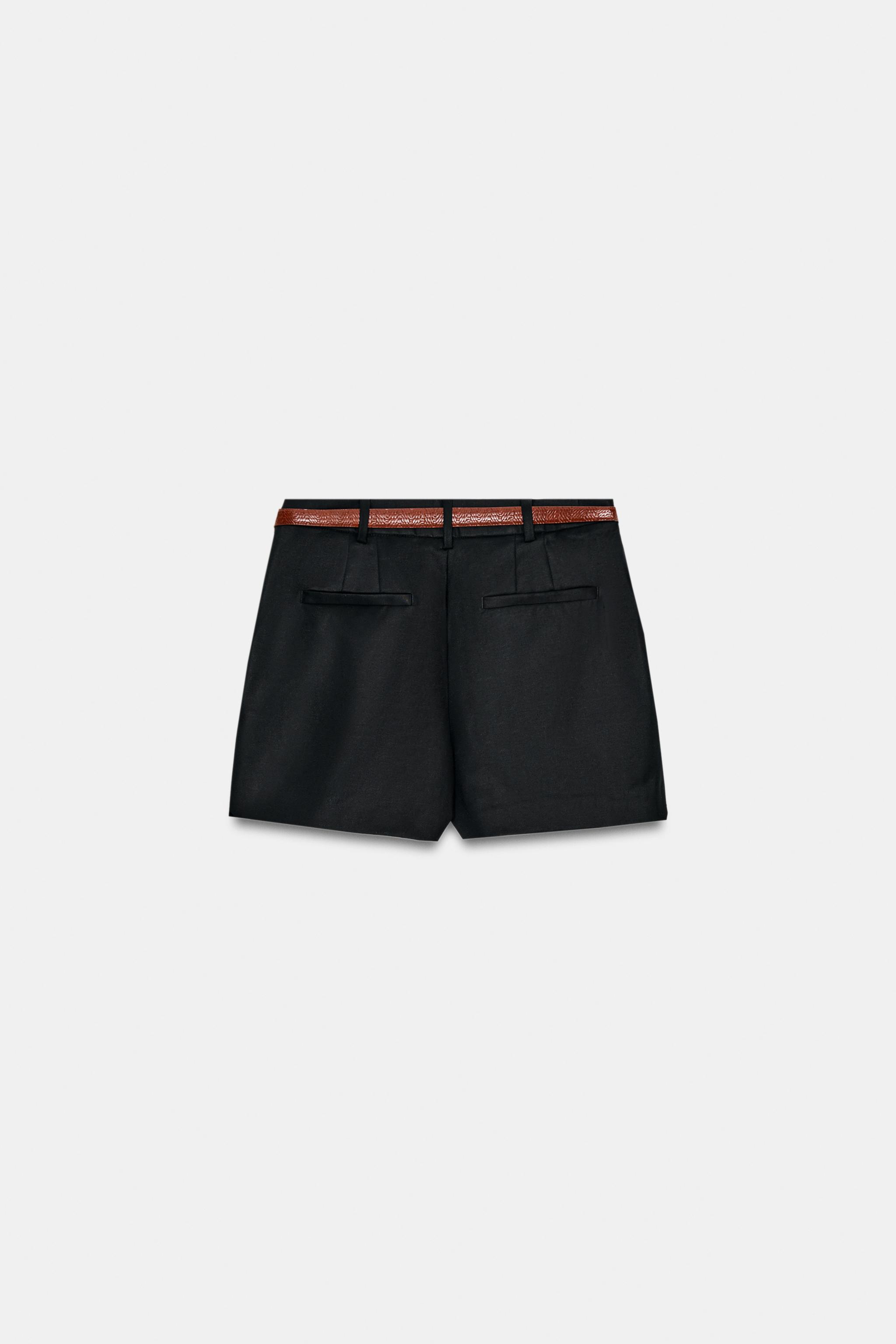 Женские шорты Zara BELTED PLEATED SHORTS — фото 2