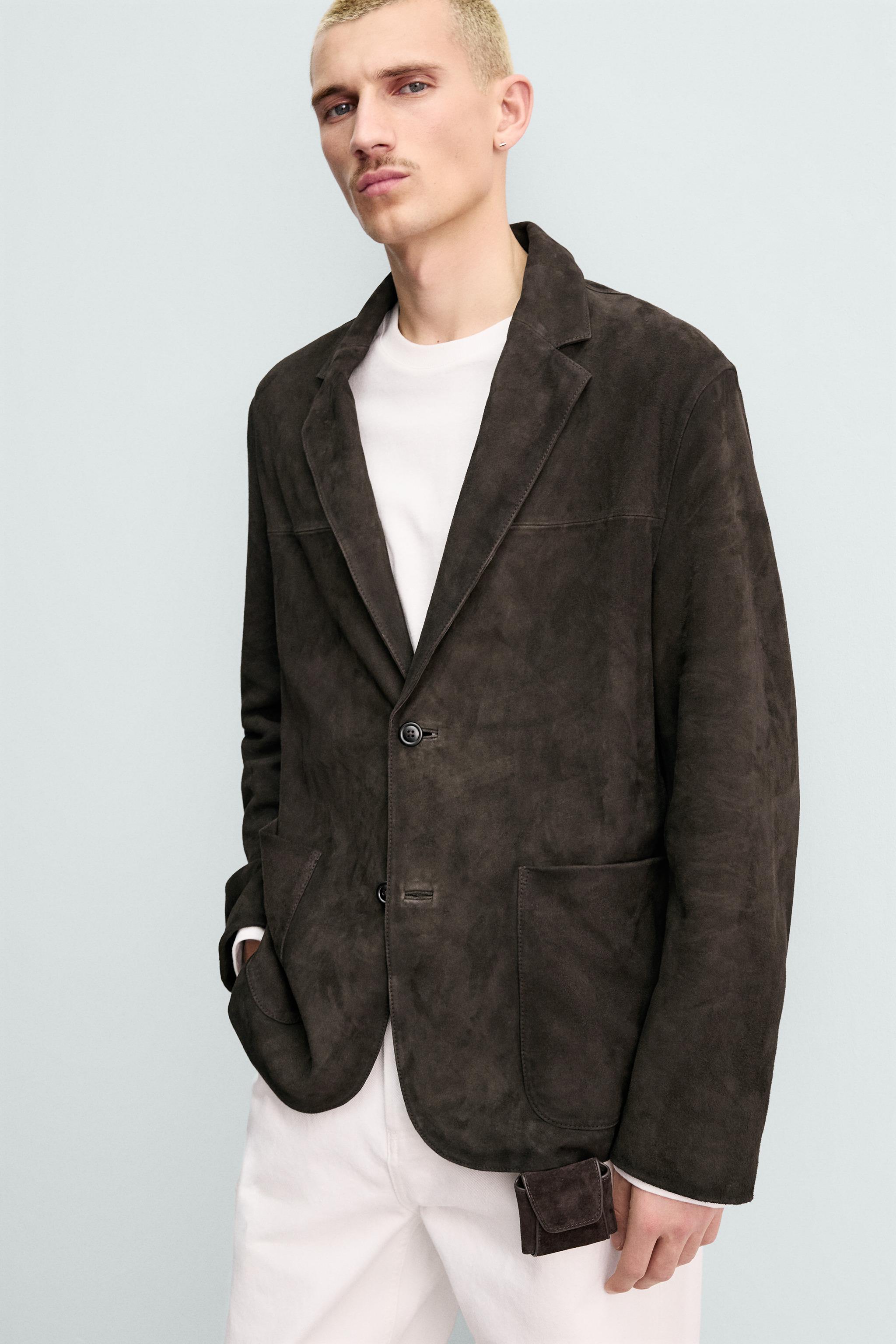 ORIGINS スエードレザーブレザー - モールグレー | ZARA Japan / 日本