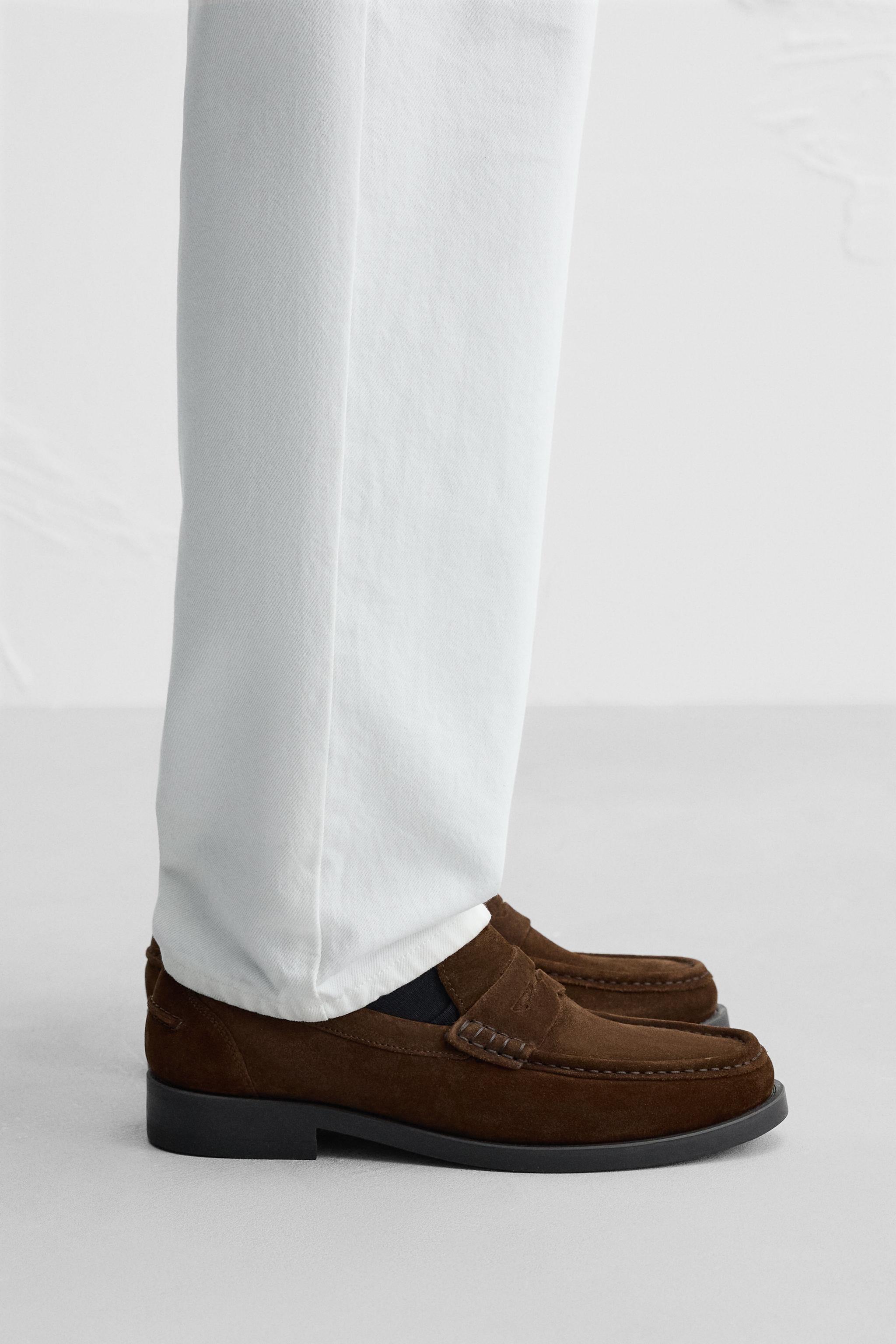 LEATHER PENNY STRAP LOAFERS Brown ZARA India - Main Image