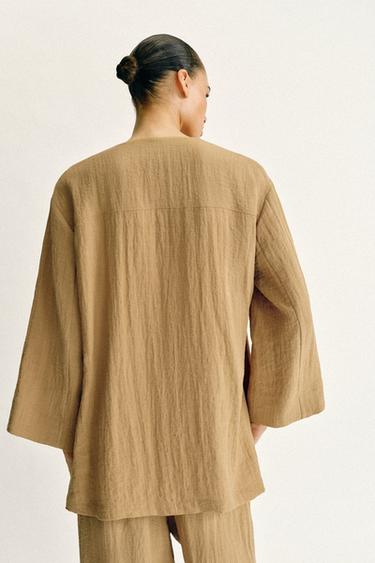 VESTE CROISÉE À FENTES LATÉRALES ENSEMBLE - Marron clair de Zara - Image 5