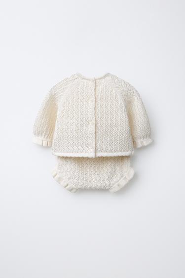 TEXTURED JUMPER AND KNICKERS SET WITH COTTON BLEND AND MULBERRY SILK - Ecru by Zara - Image 1
