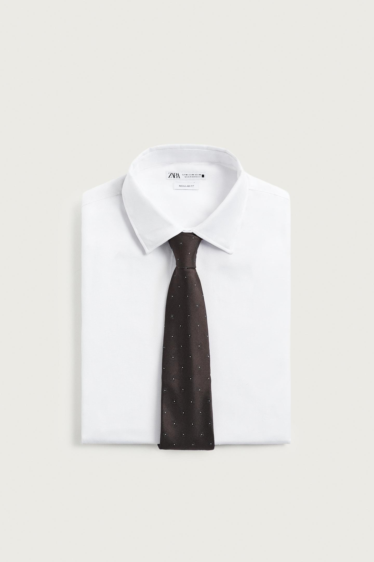 Мужской галстук Zara 100% Silk Tie, цвет: Коричневый — фото 5