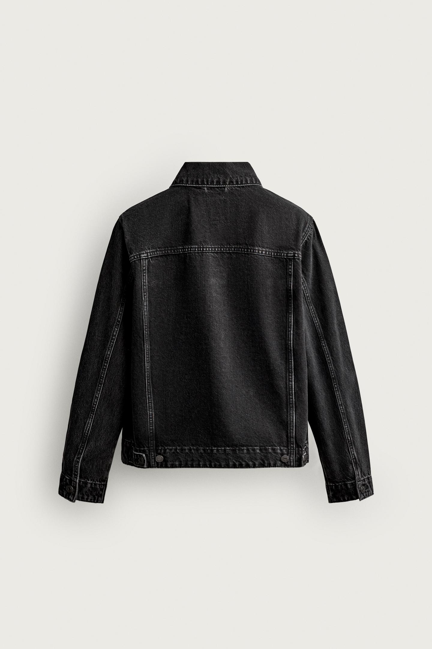 Мужская куртка Zara Basic Denim, цвет: Чёрный — фото 8