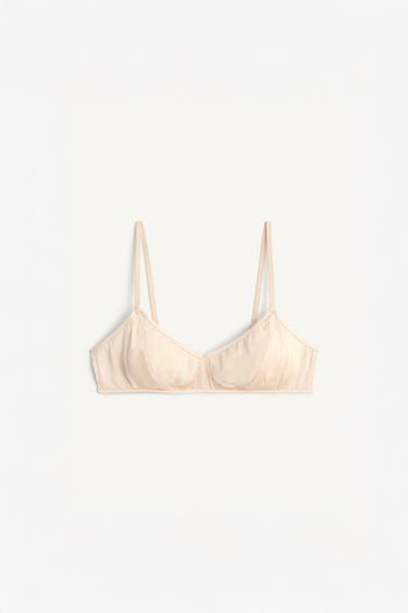 MINIMAL SILK BRALETTE LIMITED EDITION - Pastel pink by Zara
