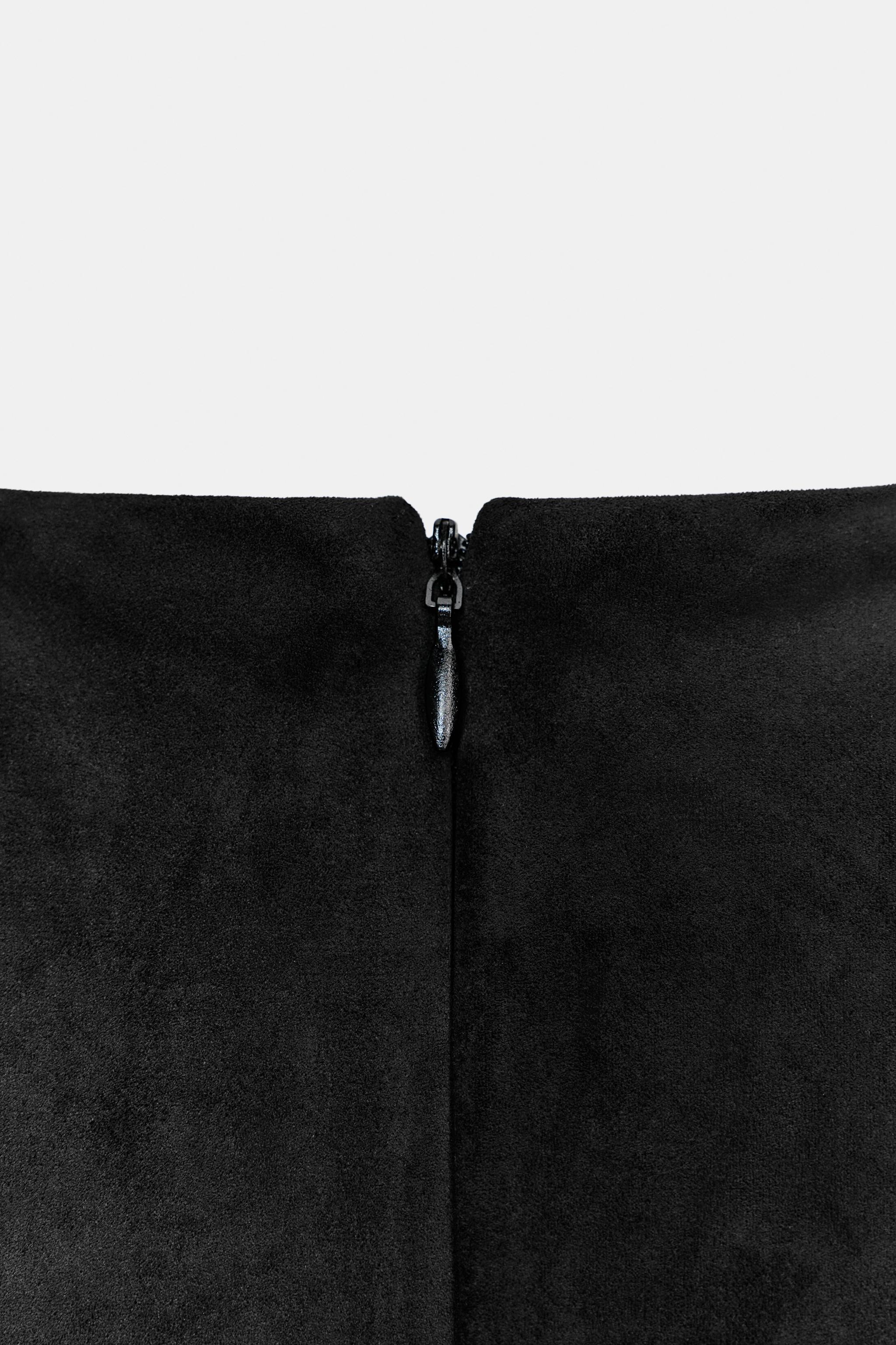 RUFFLED FAUX SUEDE SHORT DRESS