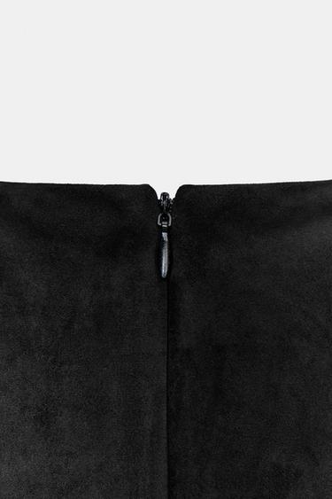 ROBE COURTE EFFET DAIM À VOLANTS - Noir de Zara - Image 7
