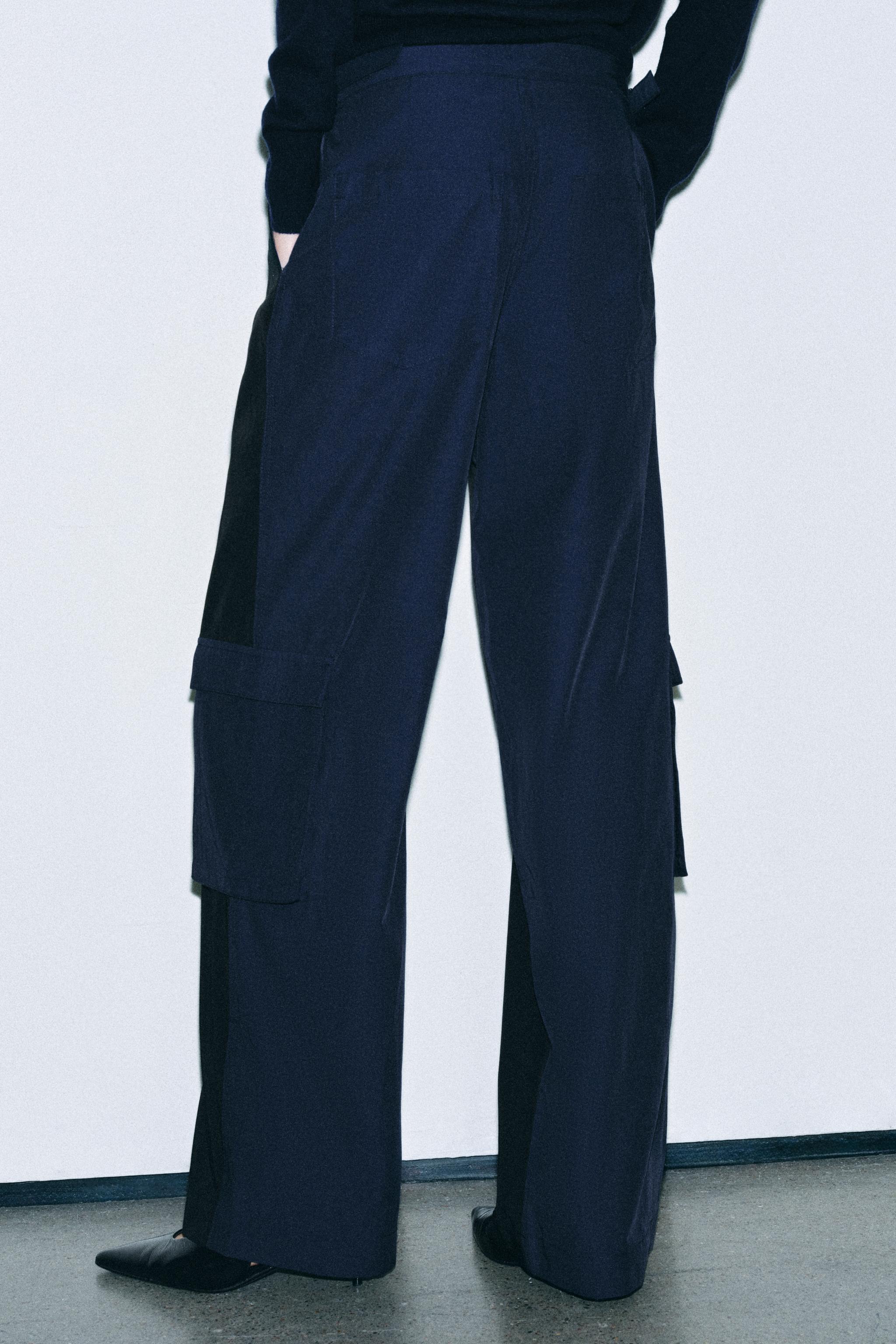 Zara ZW COLLECTION KONTRAST CEPLİ PANTOLON görsel 5