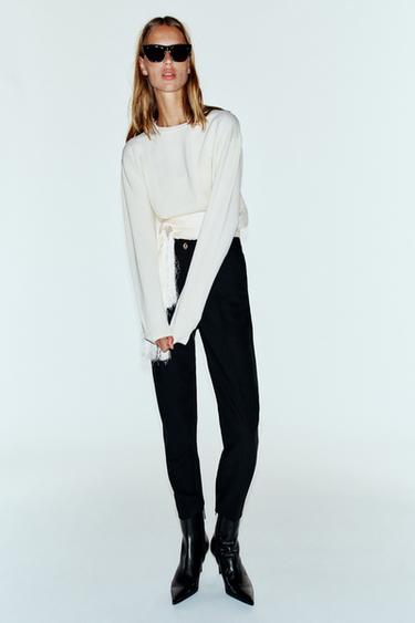 PANTALÓN TOBILLERO TIRO ALTO - Negro de Zara