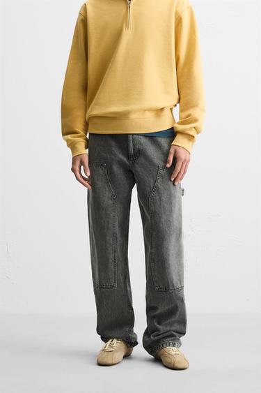 WASHED CARPENTER POCKET TROUSERS - Mid-grey by Zara