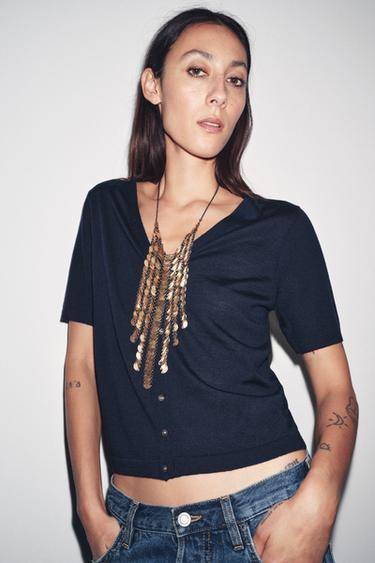 CHAQUETA MANGA CORTA 100% LANA EXTRAFINA - Marino de Zara