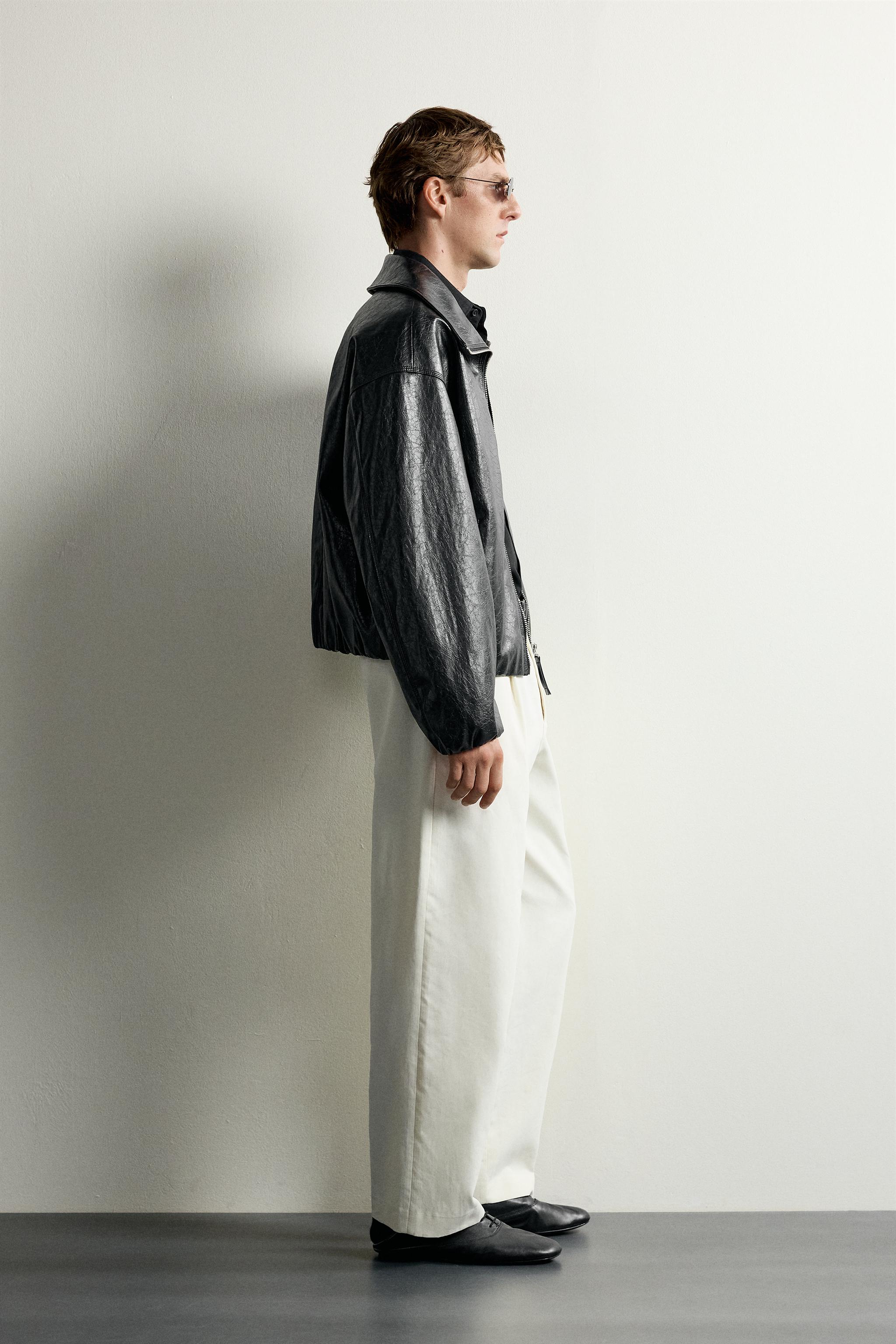 BLOUSON CROPPED FIT MATIÈRE SYNTHÉTIQUE