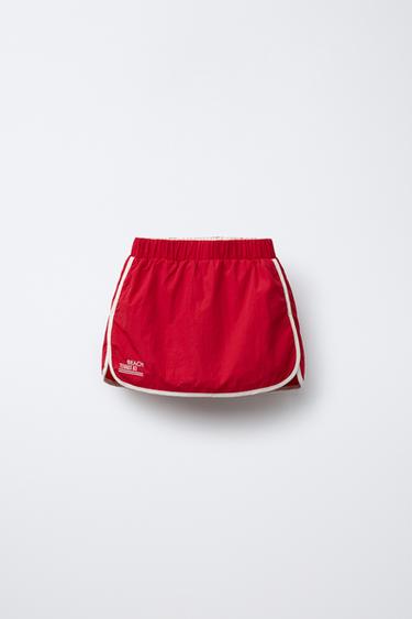 WATER-REPELLENT TECHNICAL BERMUDA SKORT - Ecru / Red by Zara