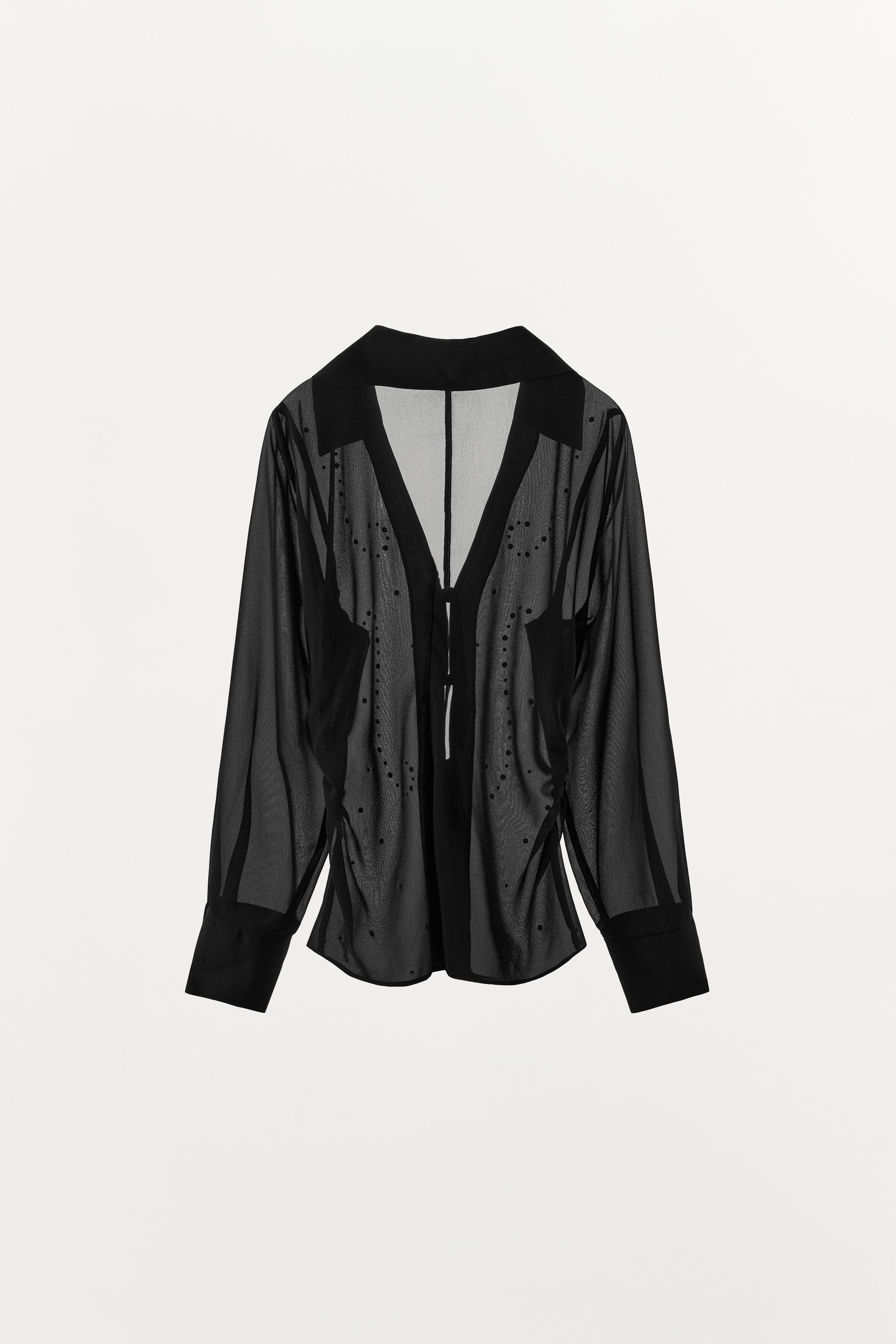 Женские рубашки Zara SEMI-SHEER STUDDED SHIRT — фото 6