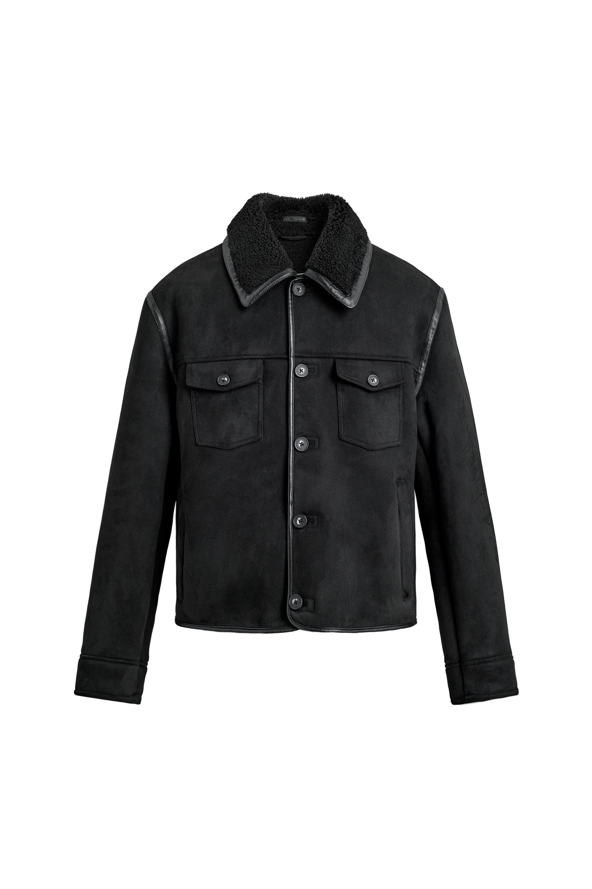 archive zara western jacket suède black DOUBLE FACED FAUX SUEDE JACKET - Black | ZARA United States