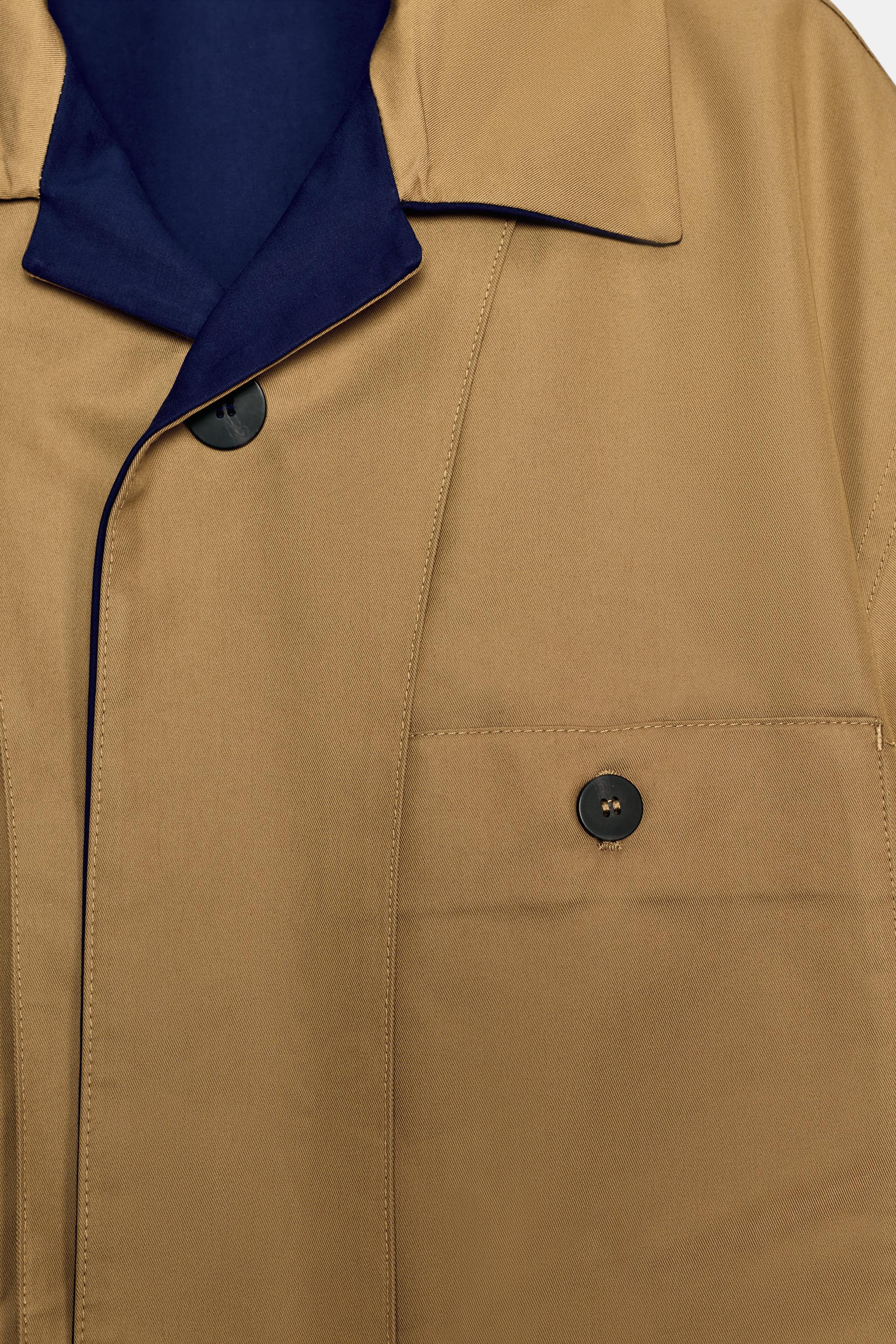 ZW COLLECTION リバーシブル ショートトレンチコート - 濃青 | ZARA