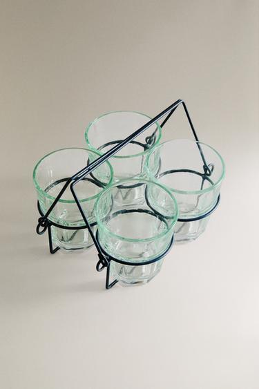 GLASS TUMBLER WITH RAISED DESIGN - Blue by Zara - Image 1