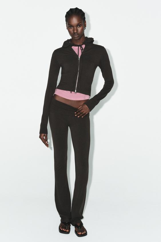PANTALON FLARE SANS COUTURE - marron chiné de Zara - Image 0