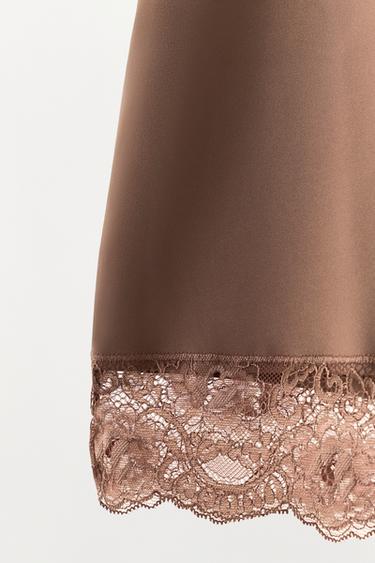 POLYAMIDE BLEND LACE SHORTS - Beige-pink by Zara - Image 7