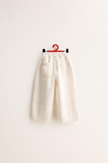 ZARA TIMELESS - PANTALLONA SARGI BAGGY ME TEGELA - Ngjyrë natyrale nga Zara