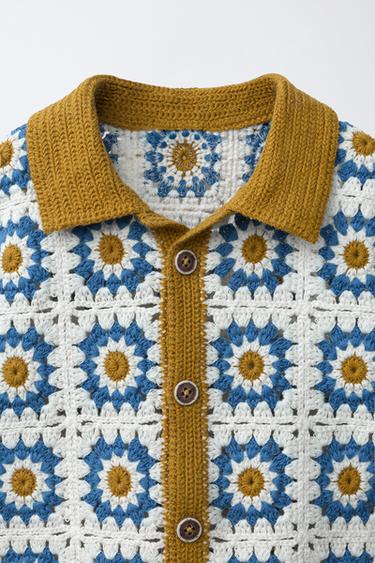 CROCHET SUN KNIT SHIRT - Sand / Blue by Zara - Image 2