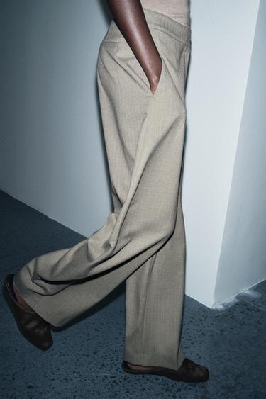 PANTALON BALLOON À CHEVRONS ZW COLLECTION - Beige chiné de Zara - Image 3