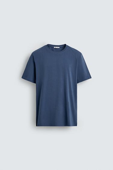 BASIC SLIM FIT T-SHIRT /01 - Blue by Zara