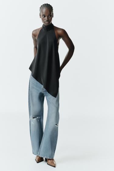TRF MID-WAIST RIPPED BOYFRIEND JEANS - Blue by Zara