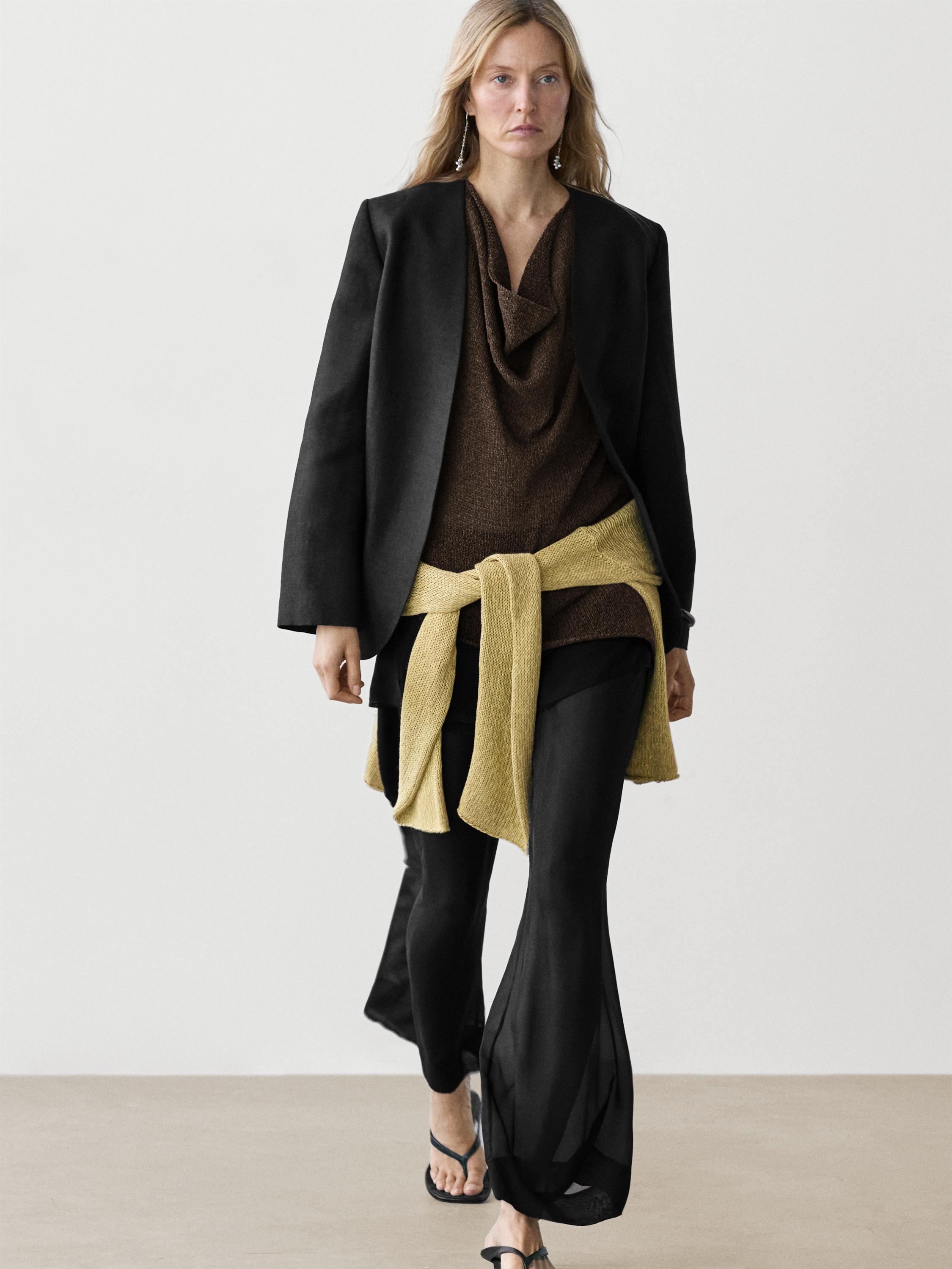 Asymmetric cowl neck top — Chocolate