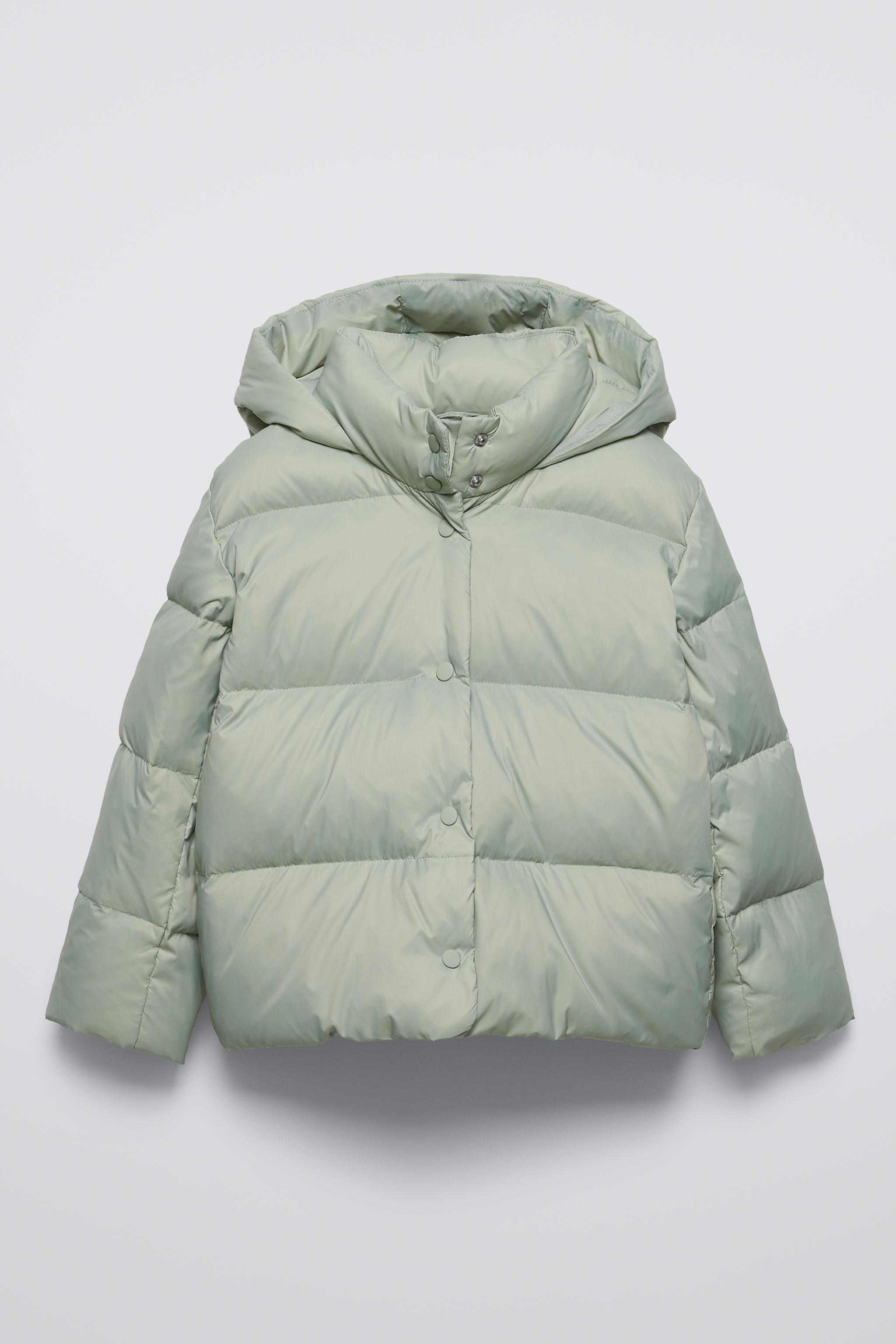 Green puffer jacket zara on sale