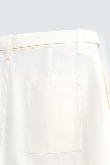 TEXTURED SHORTS WITH BELT - Oyster-white by Zara - Image 9