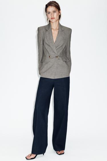 DOUBLE-BREASTED HOUNDSTOOTH BLAZER - Black / Ecru by Zara