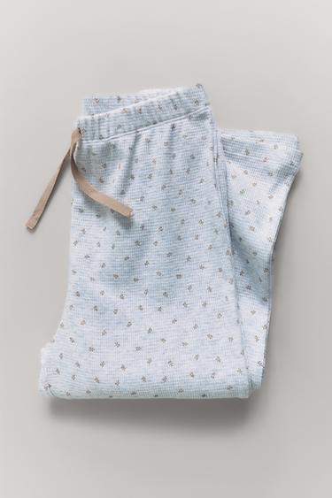 2-6 YEARS/ WAFFLE-KNIT FLORAL PYJAMAS - Grey marl by Zara