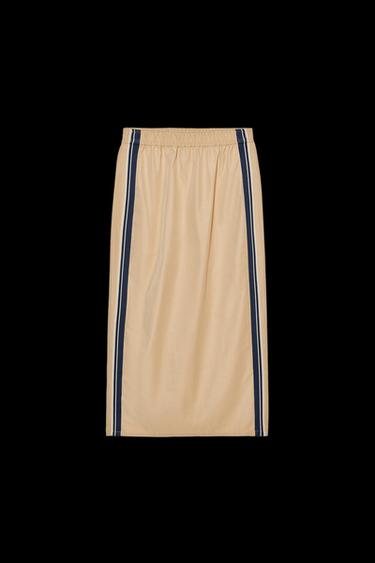 FALDA MIDI BANDA LATERAL - Camel medio de Zara - Imagen 0
