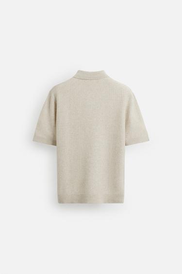 TEXTURED KNIT POLO SHIRT - Beige by Zara - Image 7