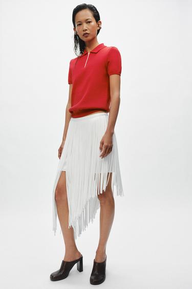 KNIT POLO SHIRT WITH ZIP - Red by Zara