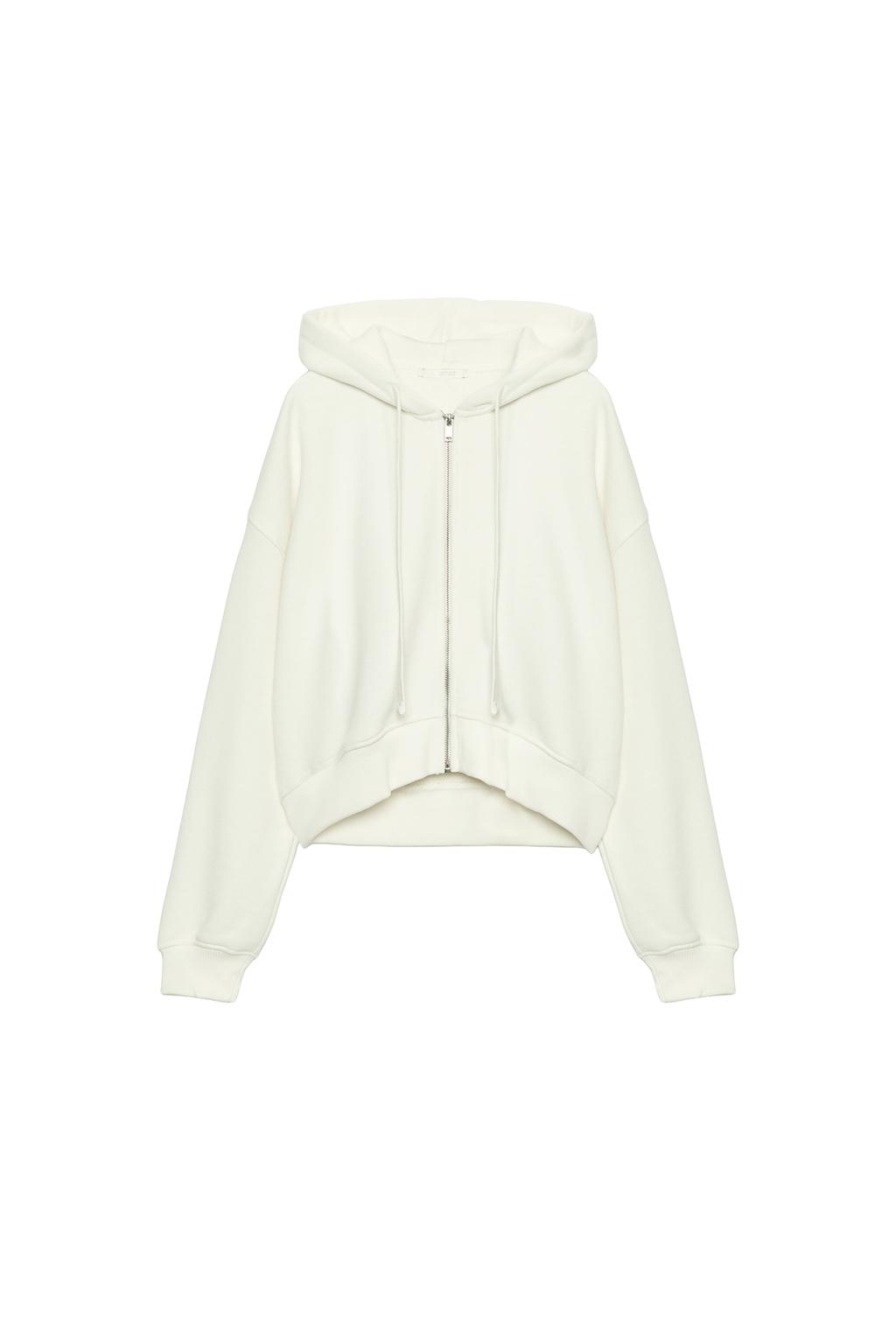 Hoodie With Zip - Oyster-White by Zara