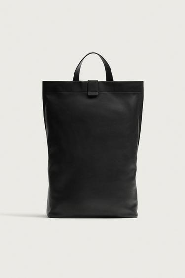 MOCHILA PIEL - Negro de Zara