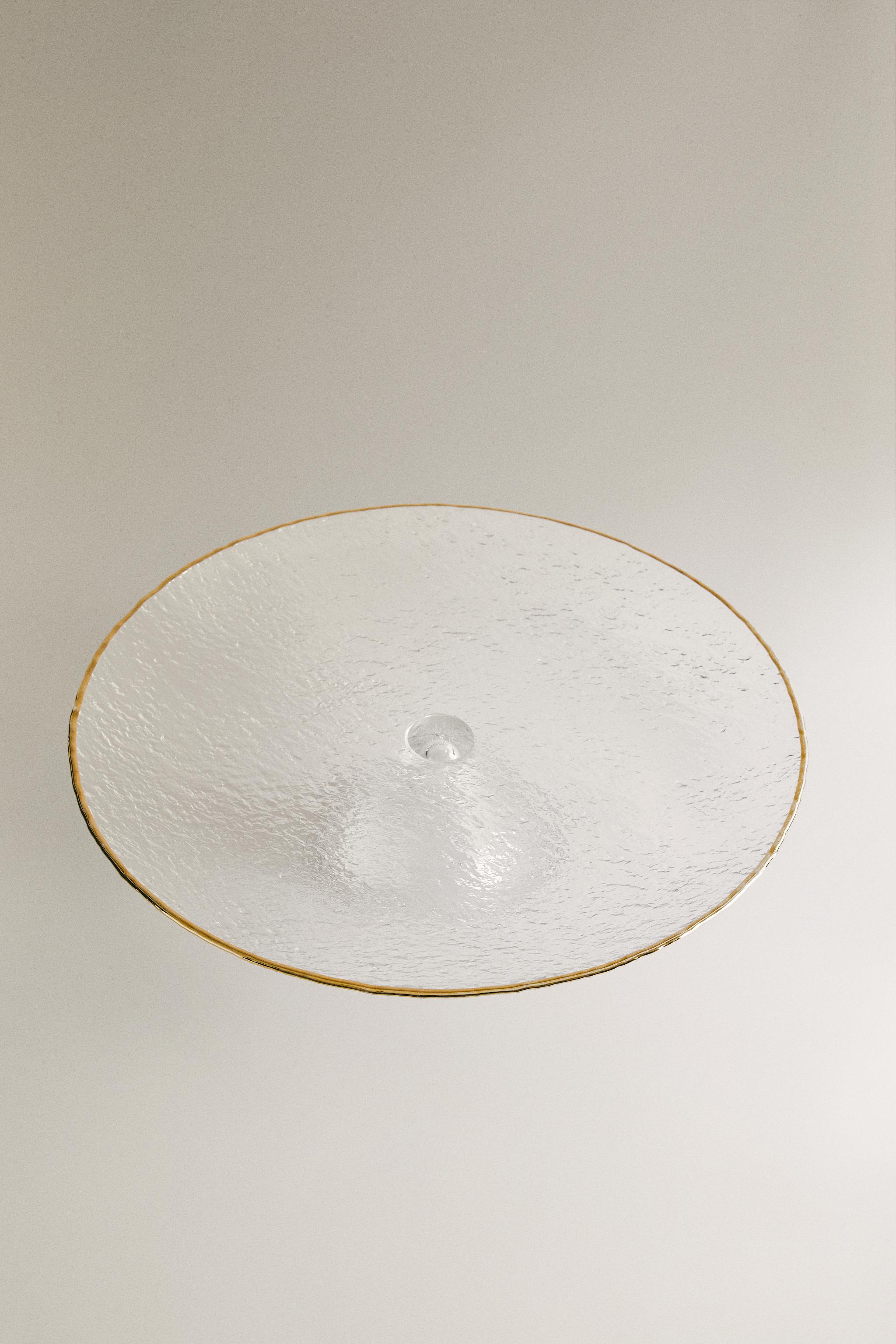 PLAT EN VERRE RELIEF FILET DORÉ
